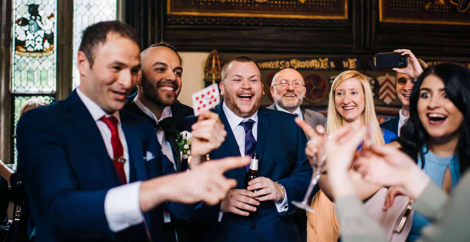 Ricky Reidy performing close-up magic at wedding in Samlesbury Hall Blackburn